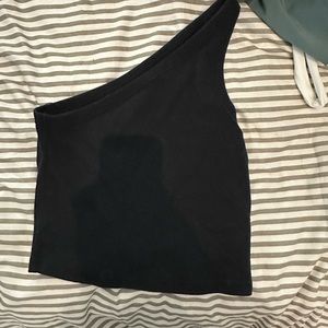 Black Abercrombie One Shoulder Crop Top